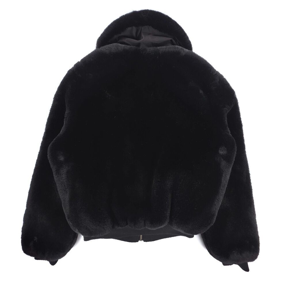 NEW Brandy Melville Georgina Faux Fur Bomber Jacket Black Y2k 90s Clean Girl - Picture 5 of 8